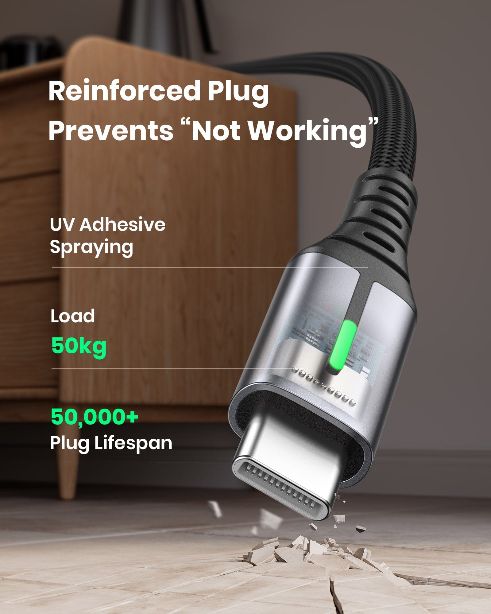 INIU D5C QC3.0 Fast Charging USB Type C Cable ( 1.6+6.6+6.6ft, 3-Pack)