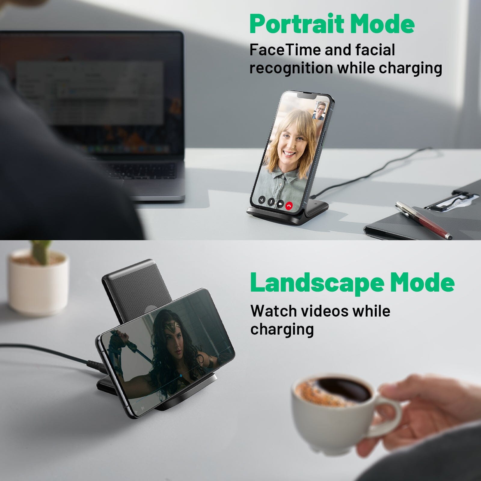 INIU I211 15W Qi-Certified Wireless Charger with Sleep-Friendly Adaptive Light