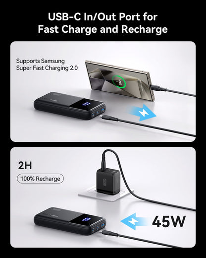 INIU B62 Power Bank,20000mAh 65W USB C Laptop Portable Charger, PD QC Fast Charging 3-Output