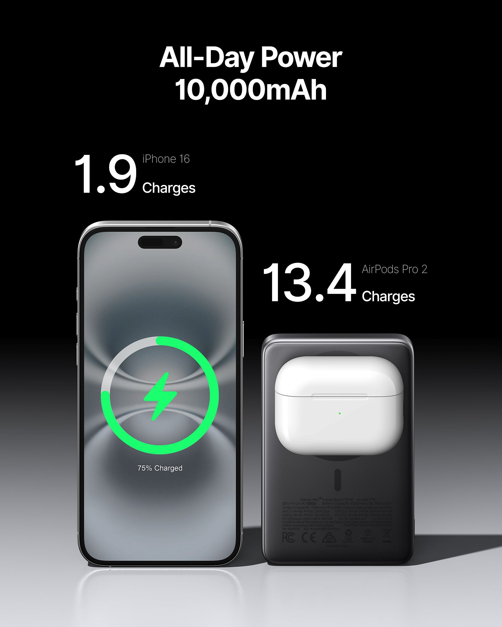 INIU SnapGo P73 Qi2 15W Magnetic Slim Power Bank | 10000mAh