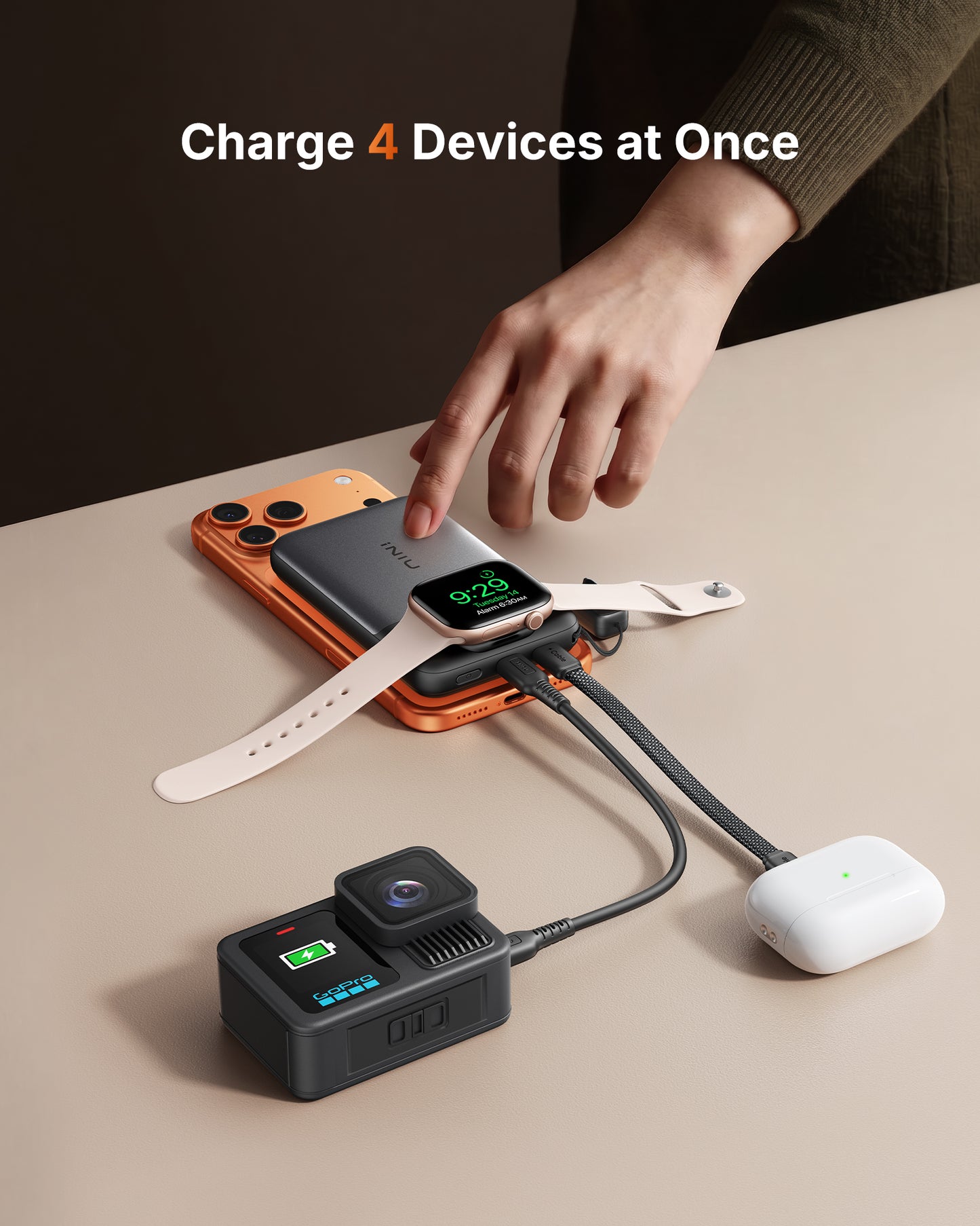 INIU SnapGo Magnetic Power Bank 10000mAh 25W, Qi2.2 MagSafe, Apple Watch Charger