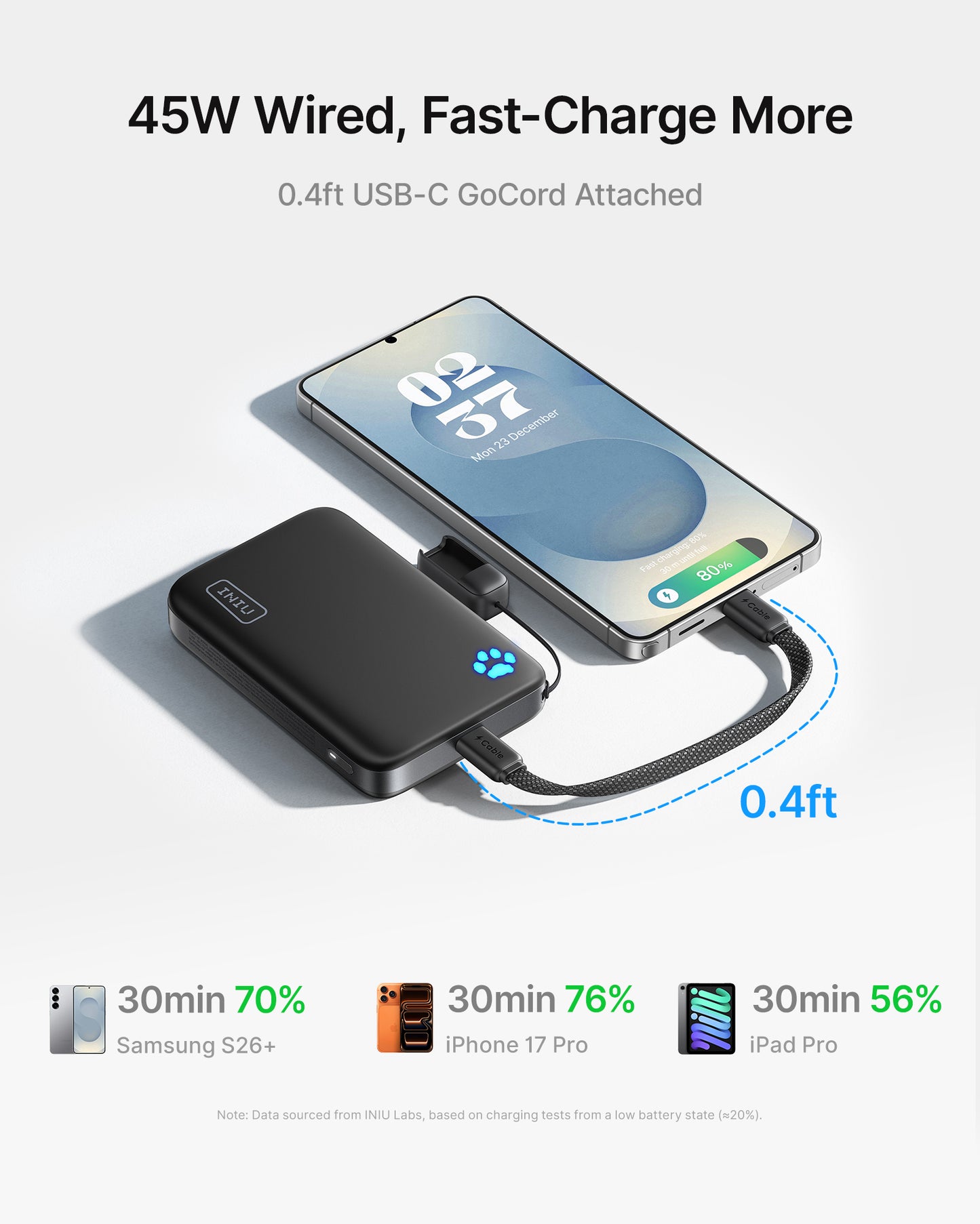 INIU Batería externa magnética SnapGo P771 Qi2.2 de 25 W | 10000 mAh