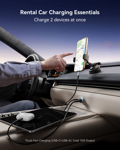 INIU 60-W-Kfz-Ladegerät mit 2 Anschlüssen und 100-W-USB-C-Kabel
