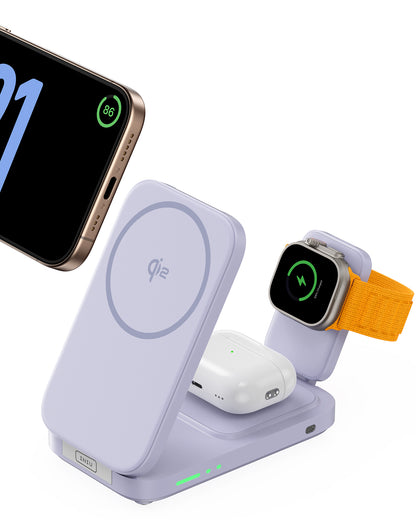 Chargeur sans fil magnétique pliable 3 en 1 INIU SnapGo W31-E1 Qi2 15 W