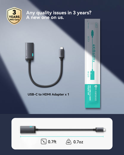 INIU Adaptador USB-C a HDMI C60 4K 60 Hz para iPhone y MacBook