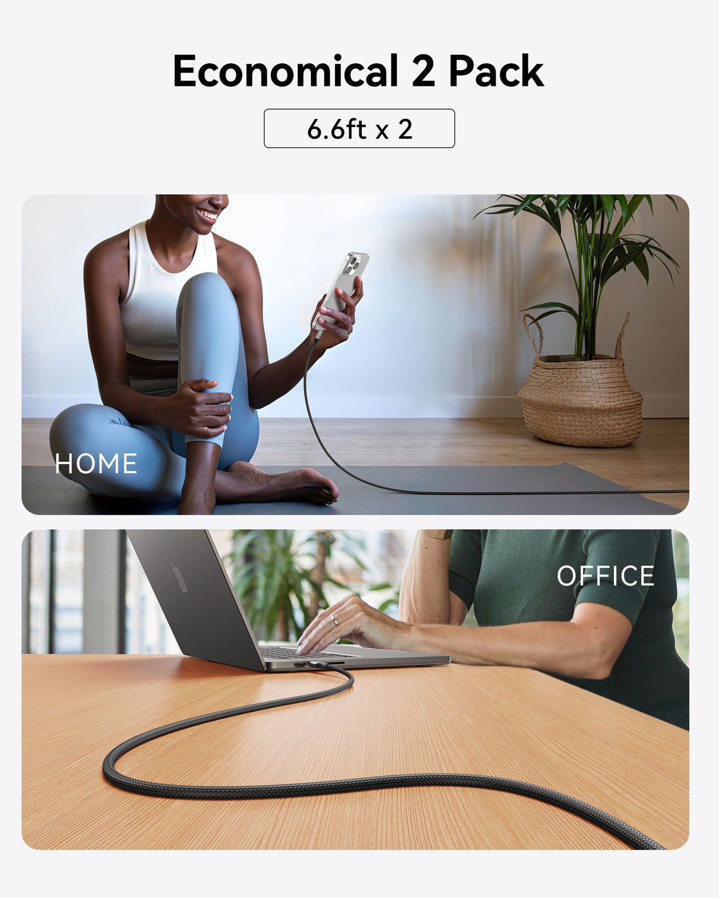 INIU D7CC USB C to C Cable 240W (6.6ft, 2-Pack)