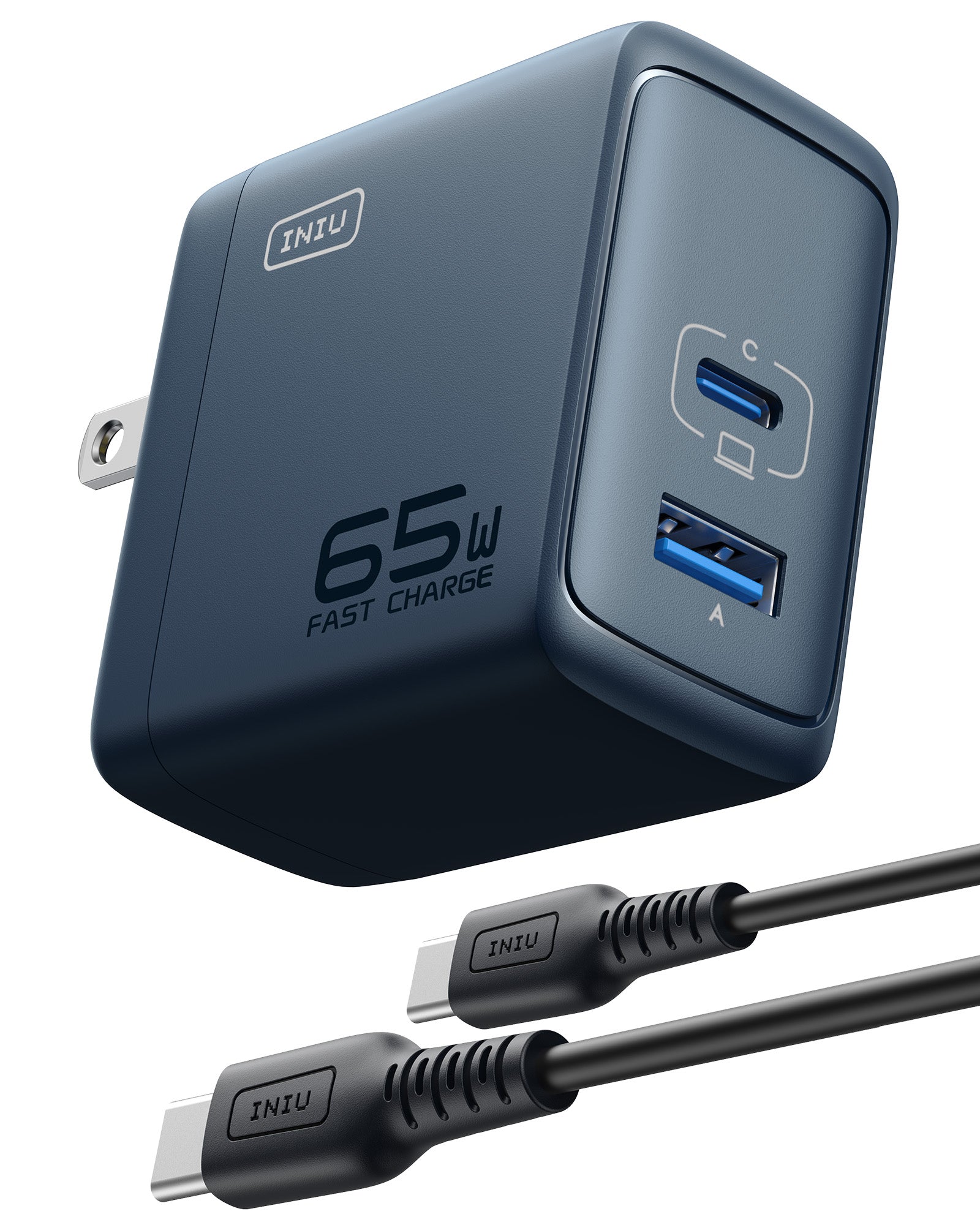 INIU I625 65W USB A+C Ports Wall Charger, GaN Material