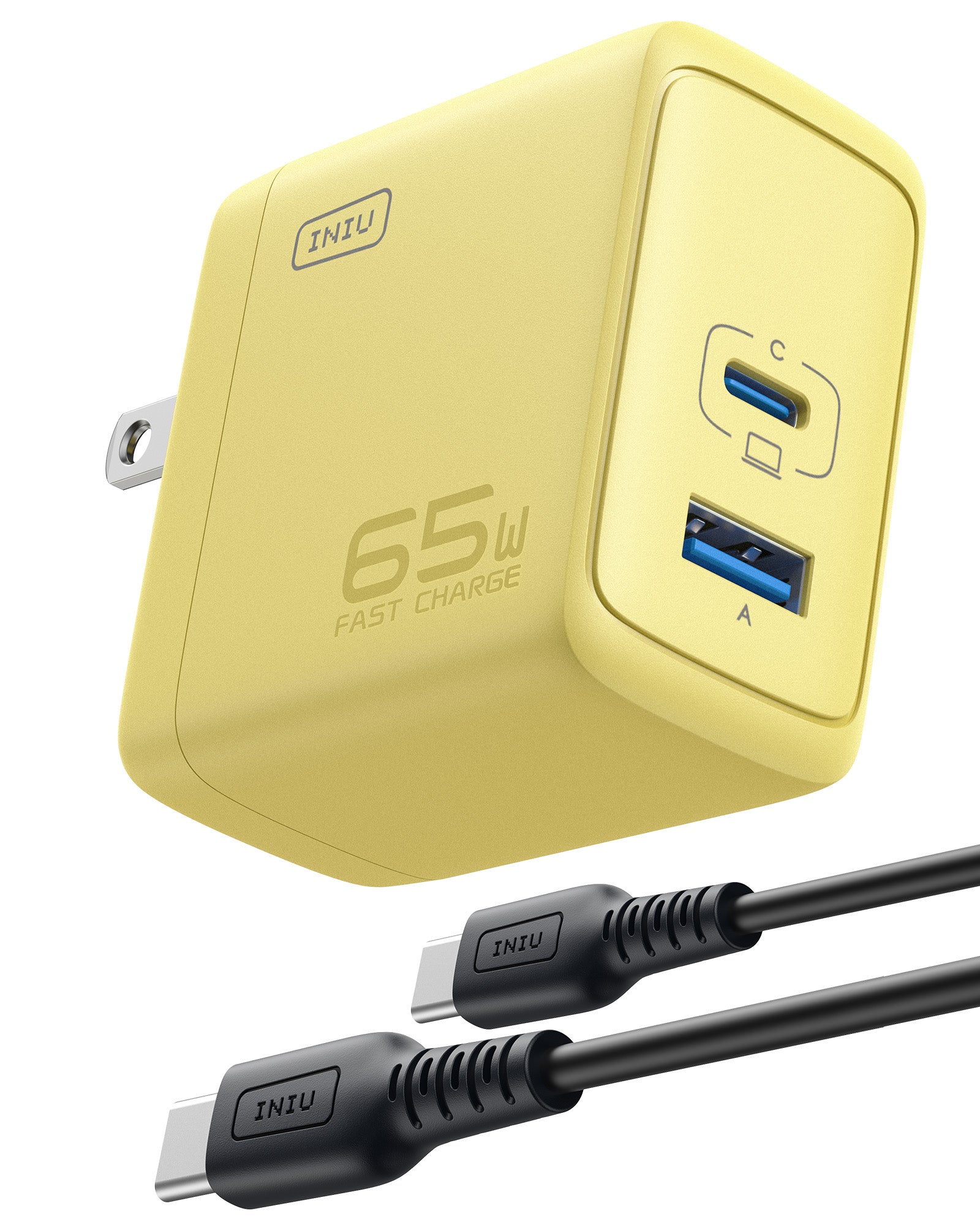 INIU I625 65W USB A+C Ports Wall Charger, GaN Material