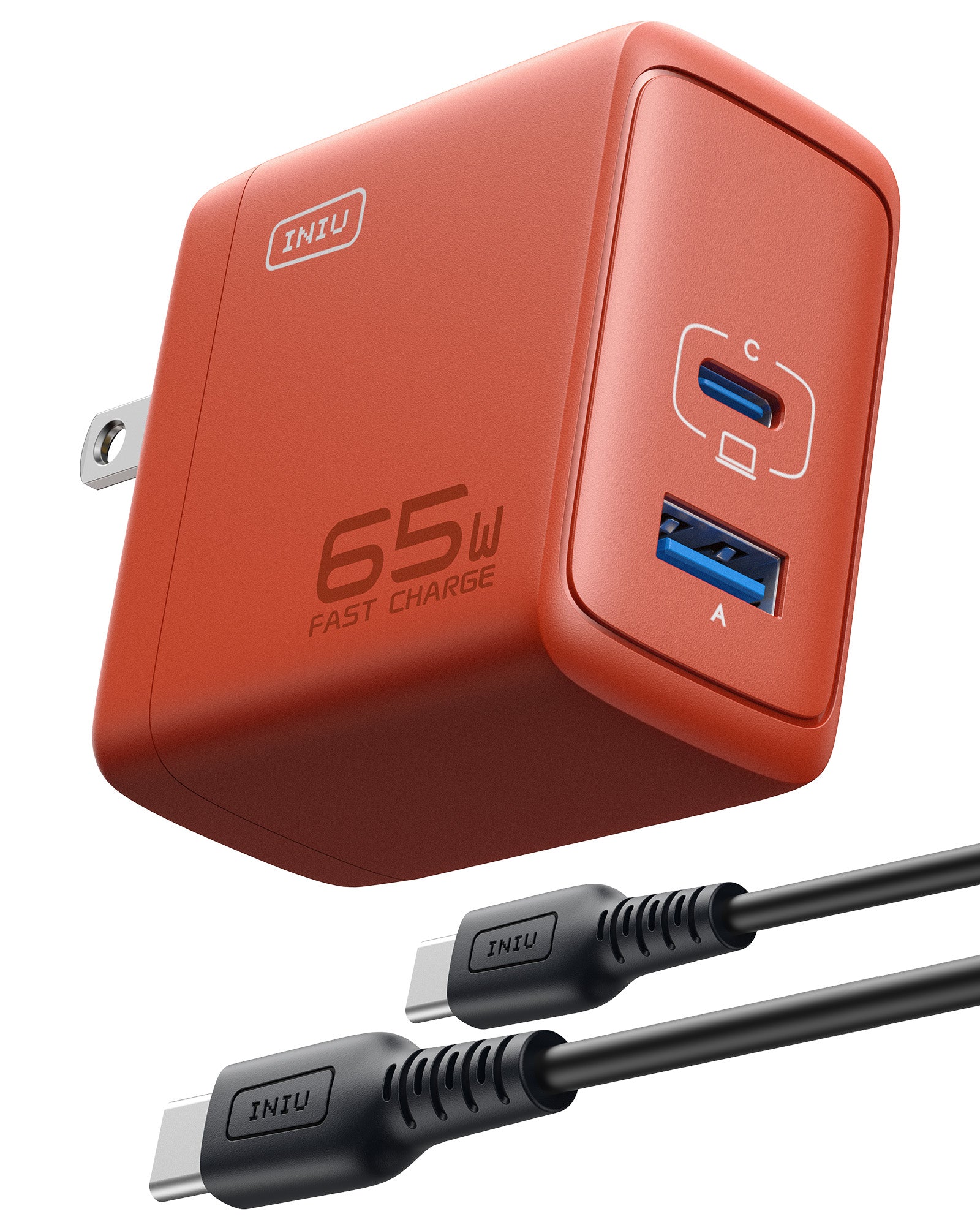 INIU I625 65W USB A+C Ports Wall Charger, GaN Material