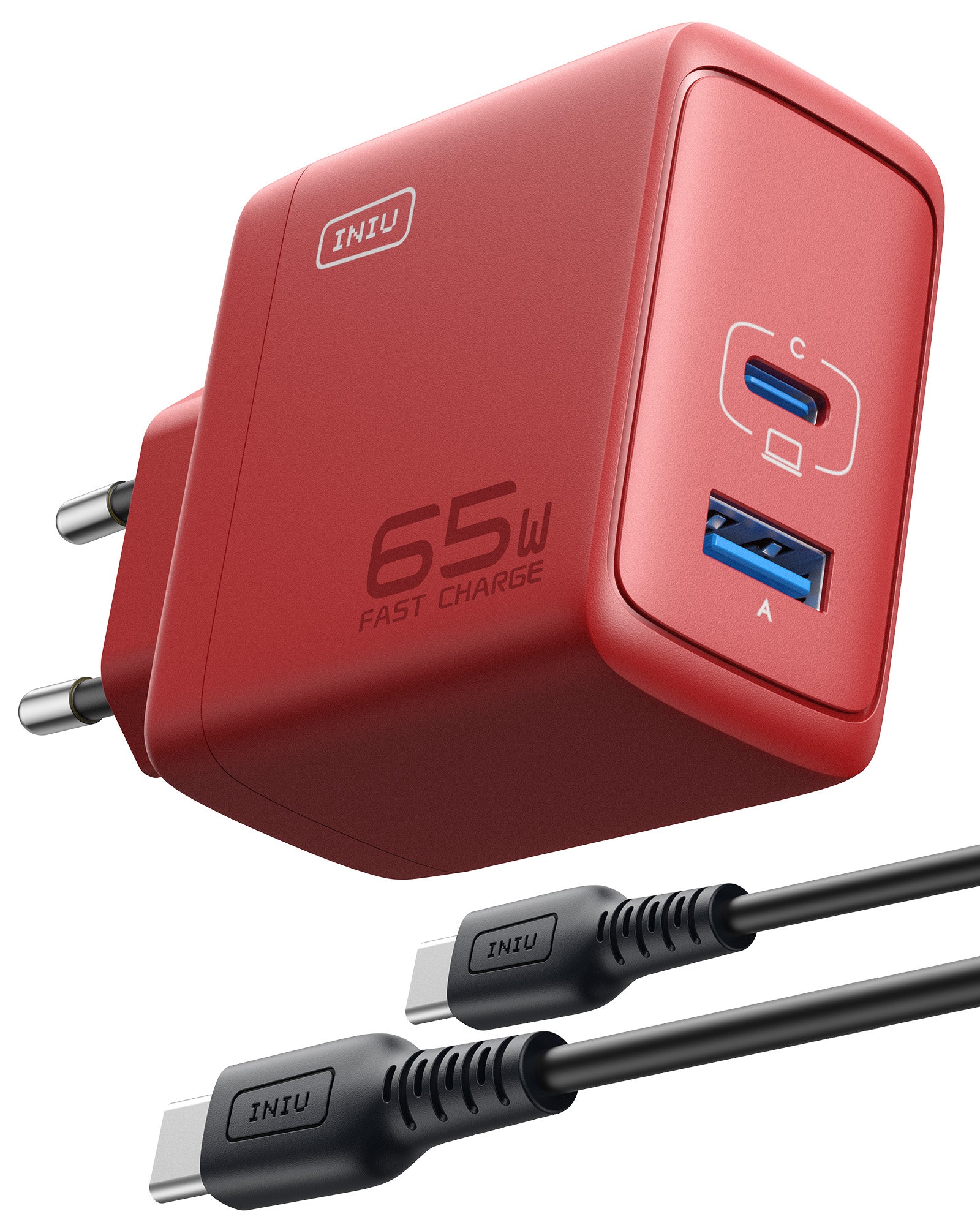 INIU I625 65W USB A+C Ports Wall Charger, GaN Material