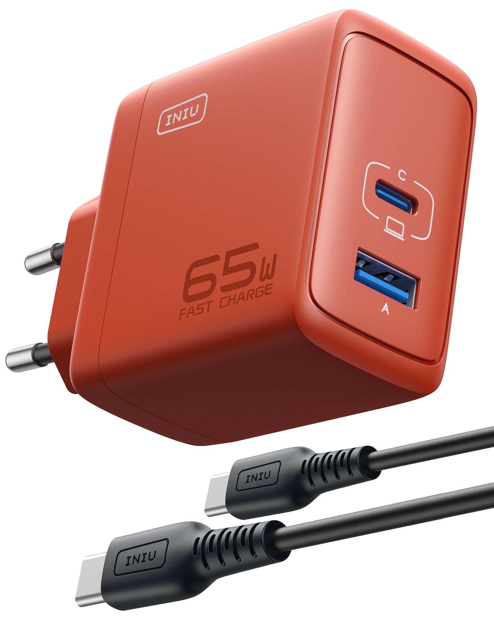 INIU I625 65W USB A+C Ports Wall Charger, GaN Material