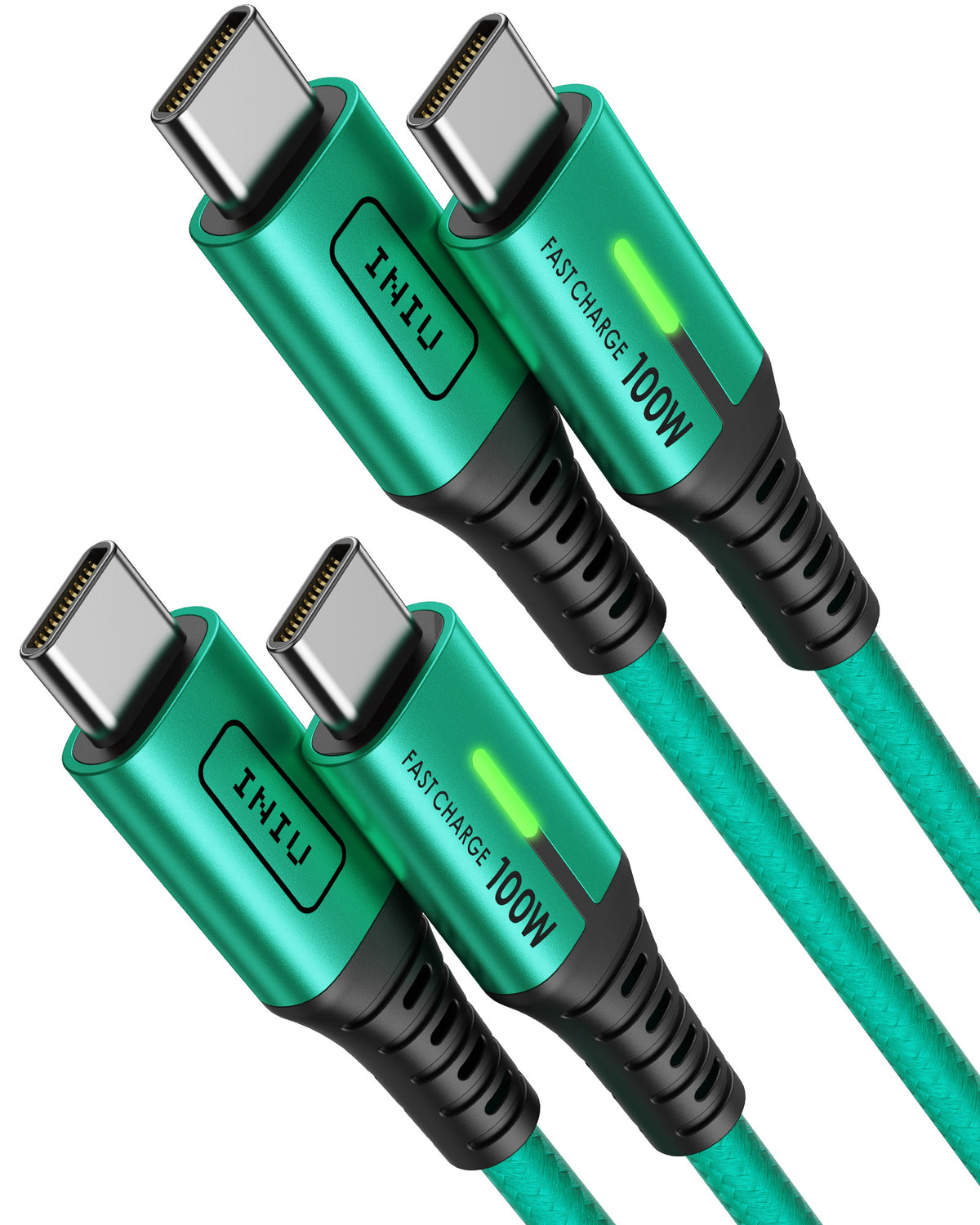 INIU D5CC 100W USB C Cables, Green braided, fast charging for iPhone and MacBook