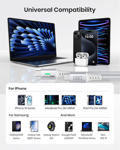 Cable USB C a C INIU D5CC blanco 100 W