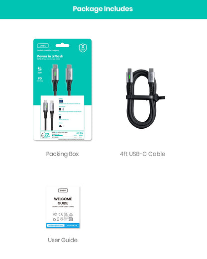 INIU 100W Fast Charging USB C to USB C Cable 4ft Nylon Braided for iPhone 15/15 Pro/15 Plus/15 Pro Max, Samsung S22 S21, iPad Pro MacBook Pro etc.