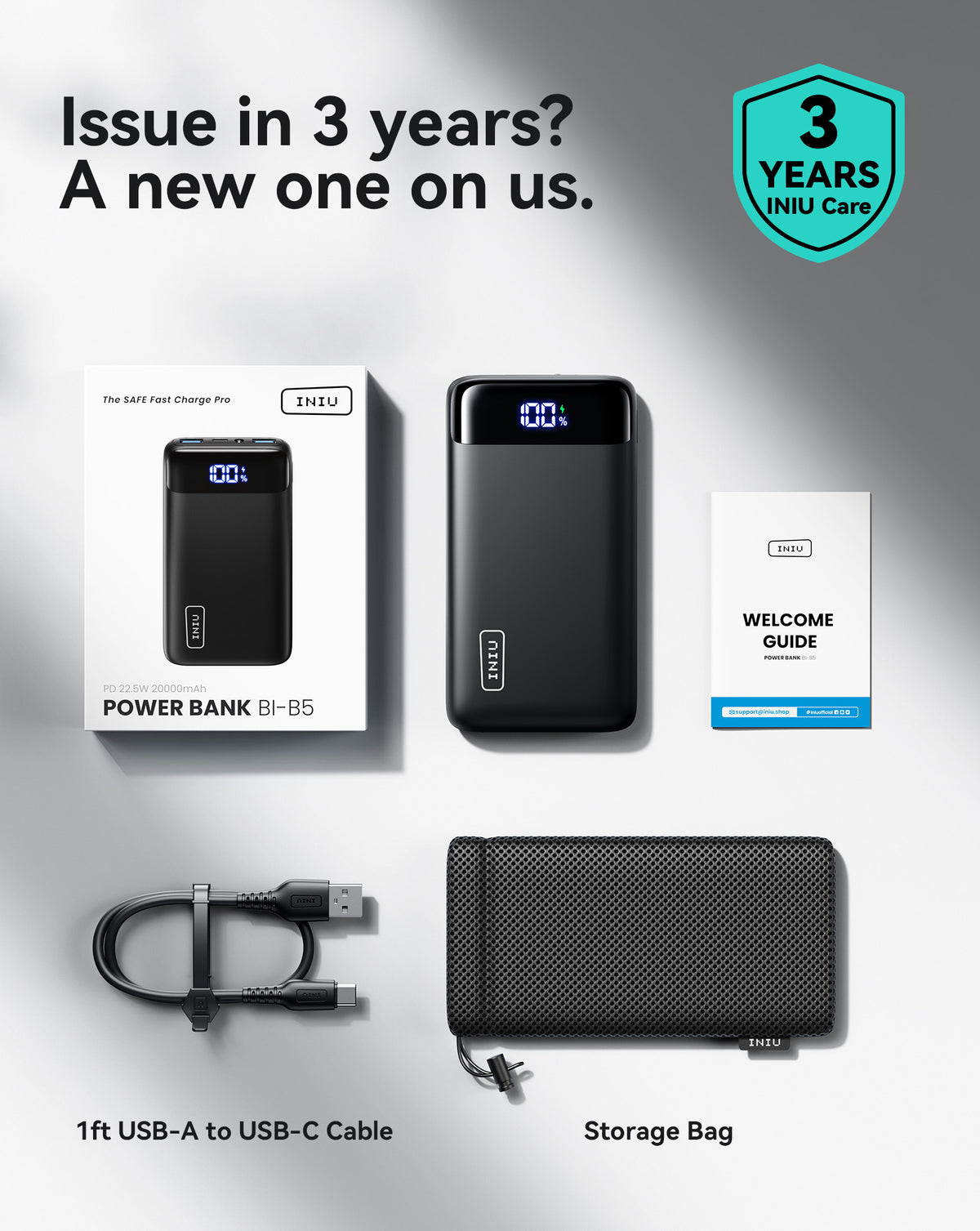 INIU Powerbank B5 22,5 W 20 000 mAh
