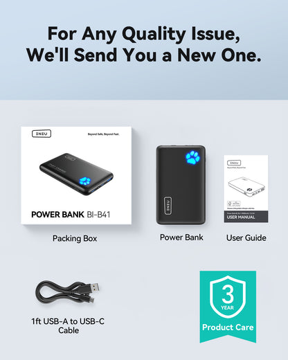 Batterie externe INIU Pawsible P41, charge rapide, 22, 5 W, 10 000 mAh