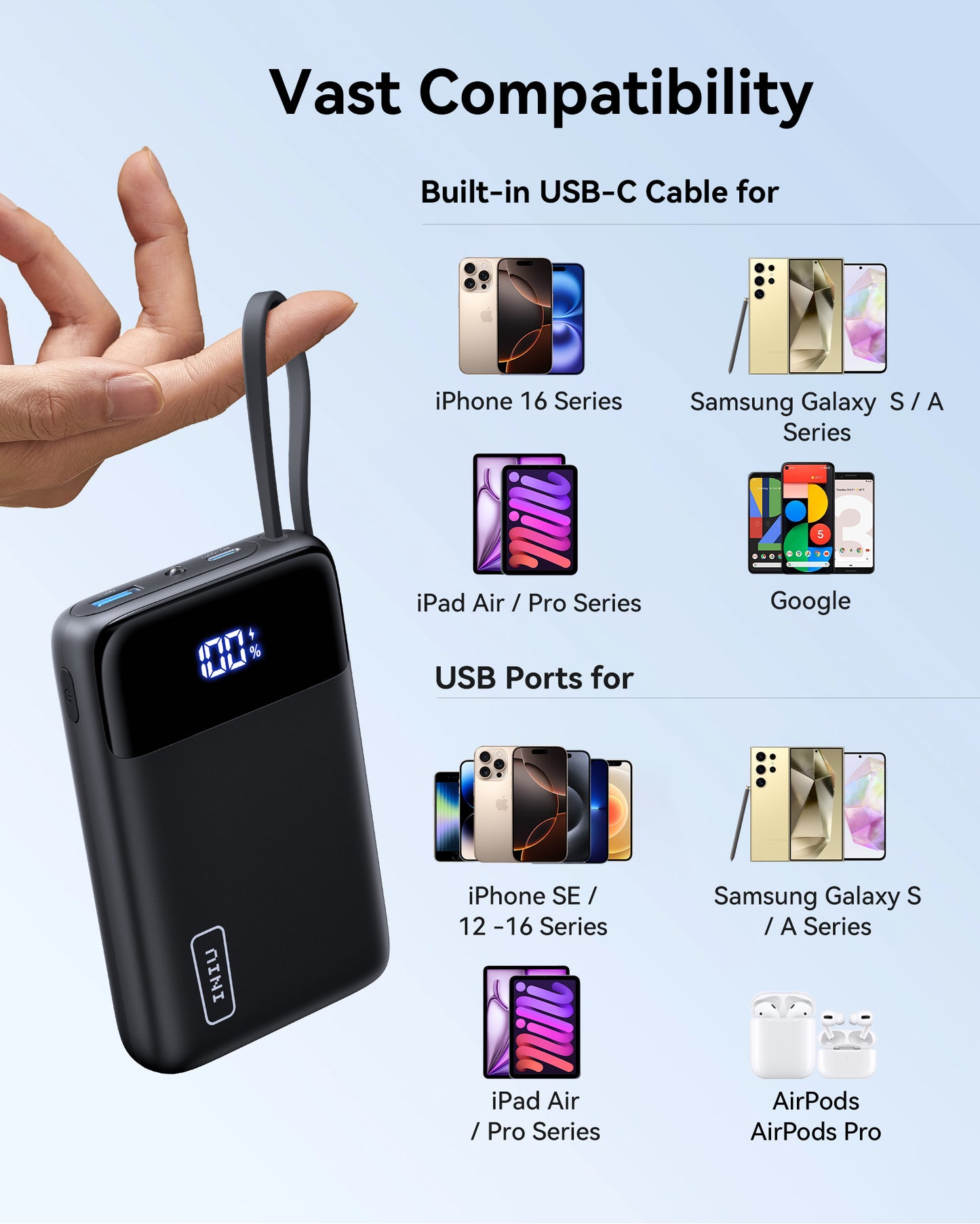 INIUキャリーP51L-E1 パワーバンク 22.5W 20000mAh