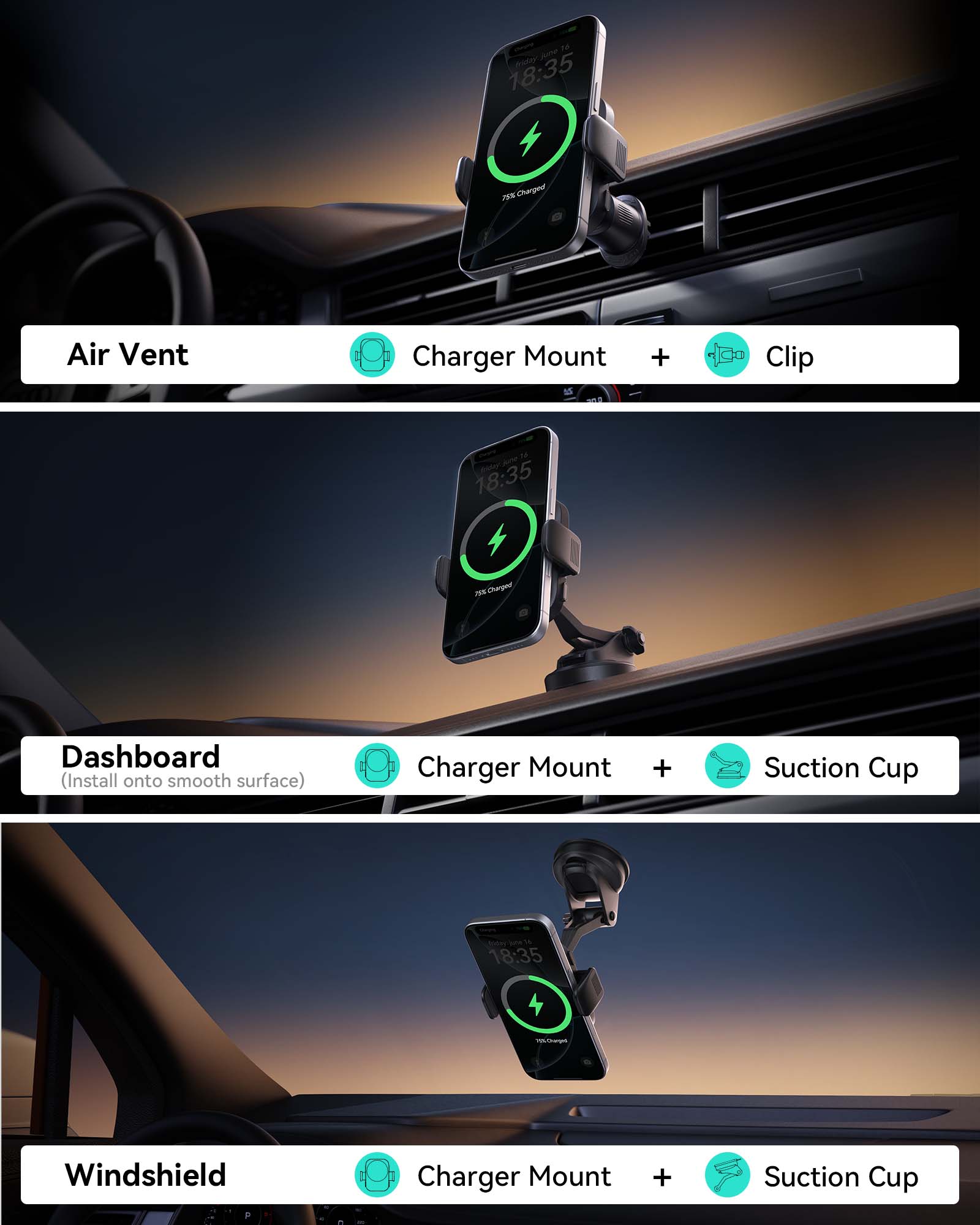 INIU SnapGo V11-E1 Qi2 15W Magnetic Wireless Car Charger