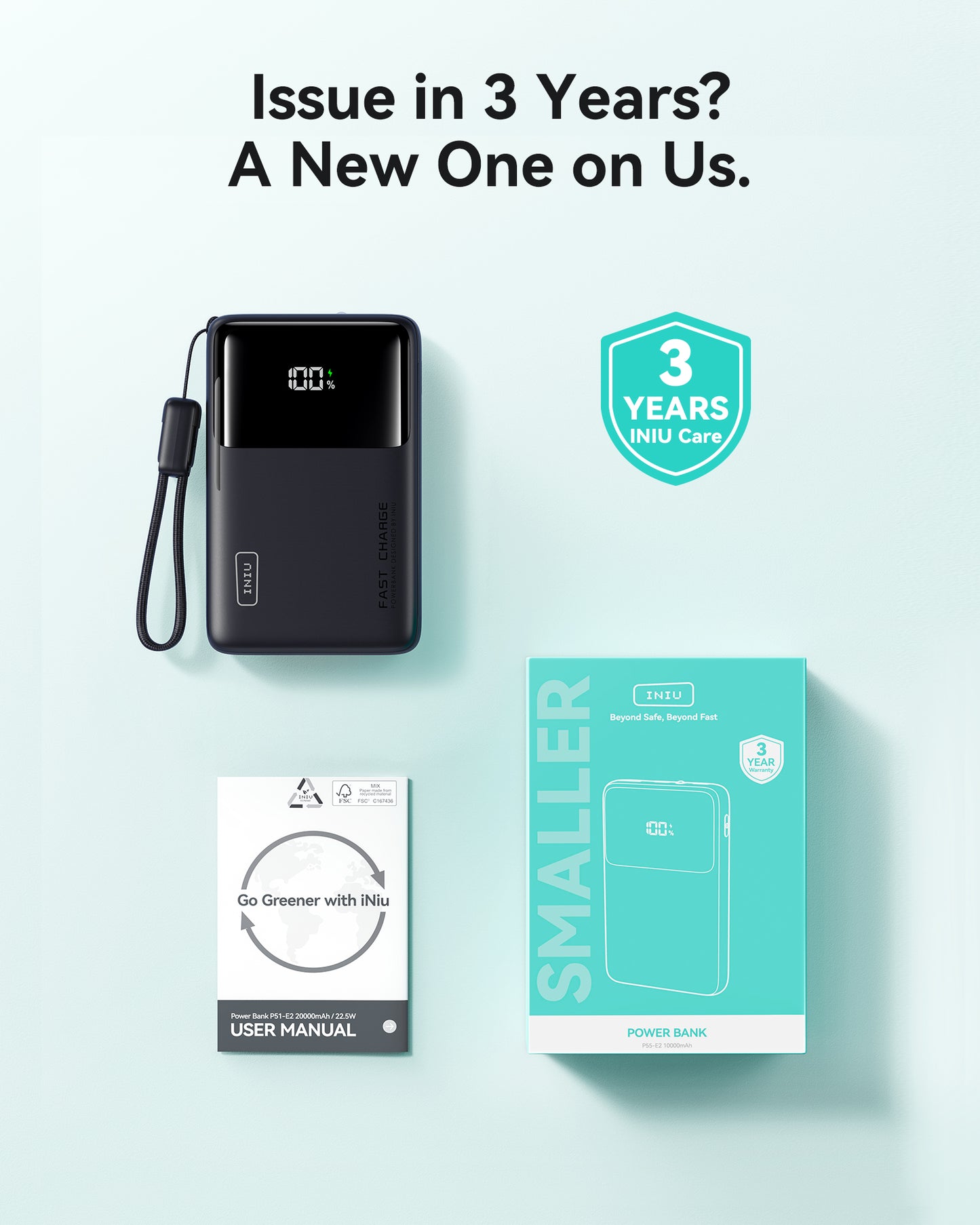 [New] Banco de energía delgado INIU Carry P55-E2 de 45 W y 10 000 mAh