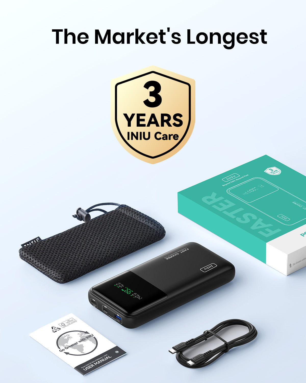 INIU B64 140W 27.000 mAh, carga rápida 1.000 + dispositivos, salida máxima de 140W desde un puerto