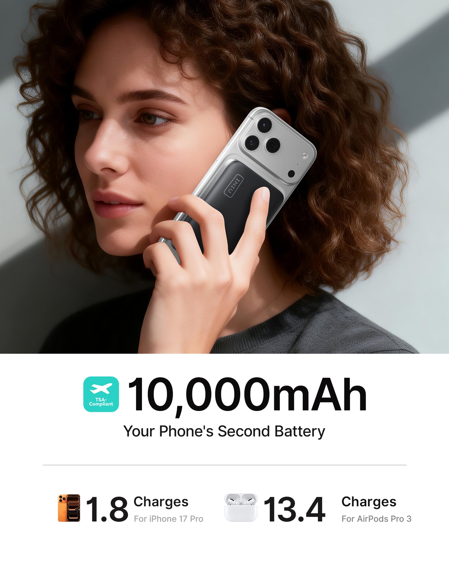 INIU Batería externa magnética SnapGo P771 Qi2.2 de 25 W | 10000 mAh
