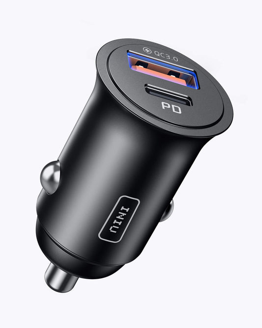 INIU I710 Cargador de coche rápido de 2 puertos 60W, compatible con iPhone 14 13 12 Pro Samsung S21 Google LG iPad Tablet, etc.