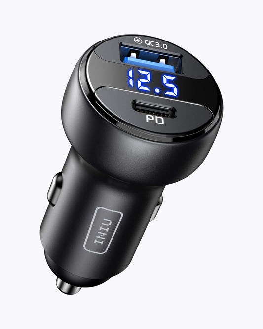 INIU I711 Cargador de coche ultra rápido de 2 puertos 66W, compatible con iPhone 14 13 12 Pro Samsung S21 Google LG iPad Tablet, etc.