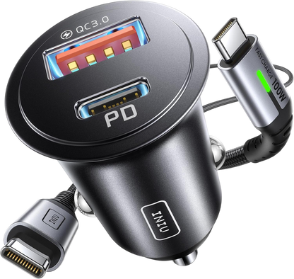INIU 60-W-Kfz-Ladegerät mit 2 Anschlüssen und 100-W-USB-C-Kabel