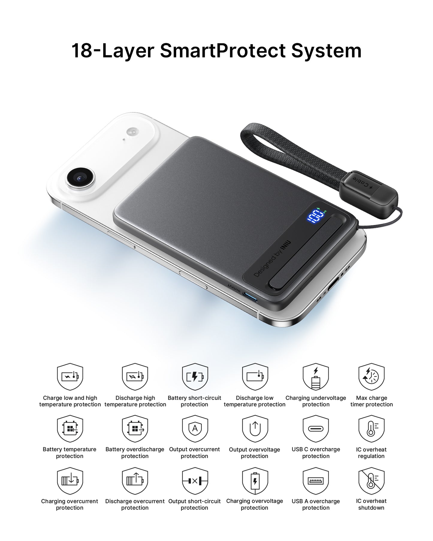 INIU Batterie externe magnétique Qi2, le chargeur portable 5000 mAh le plus fin du marché