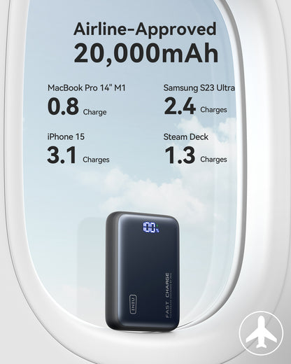 INIU 65W Power Bank, 20000mAh USB C PD Fast Charging Portable Charger