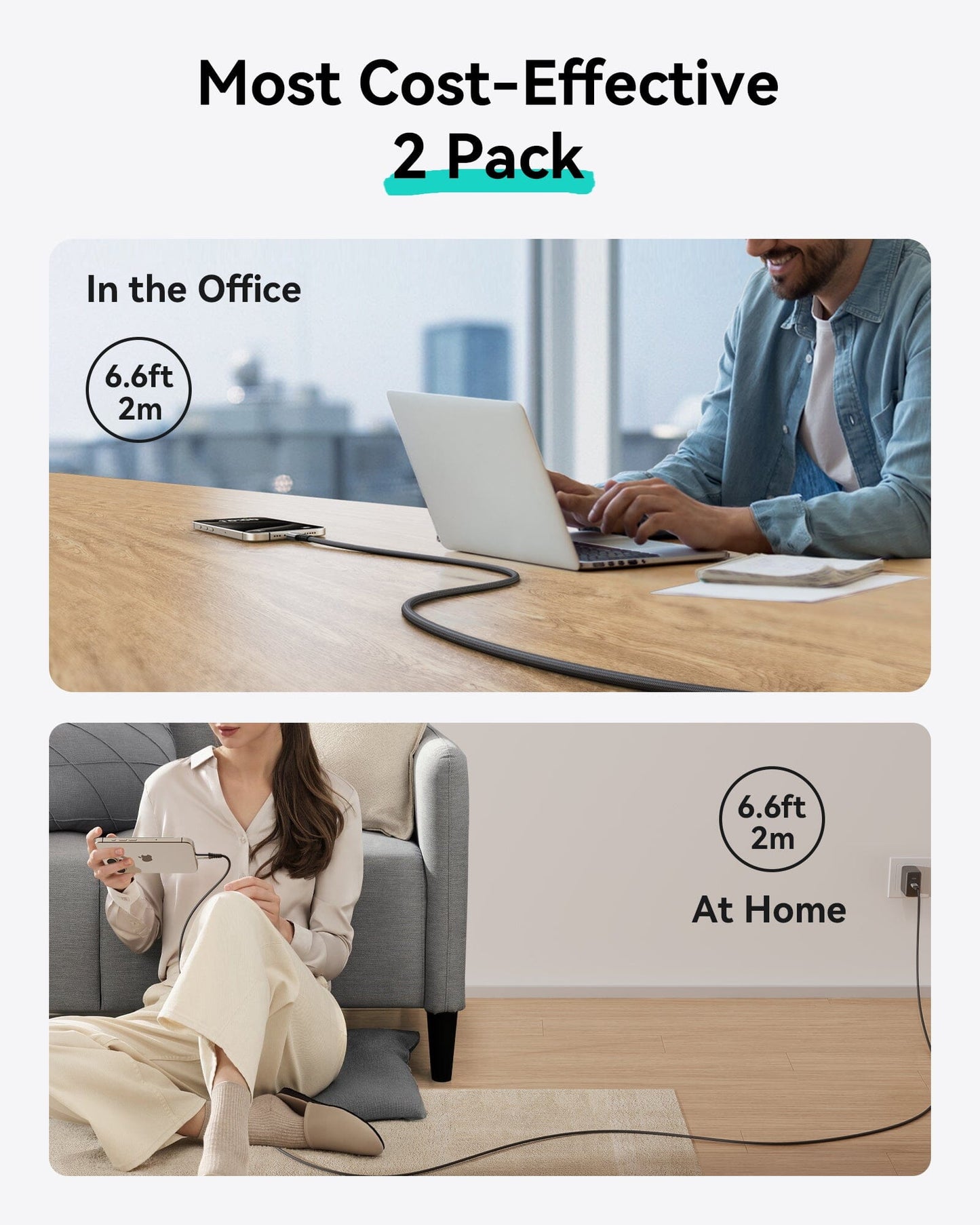 INIU D7CC USB C vers C Câble 240W (6.6ft, 2-Pack)