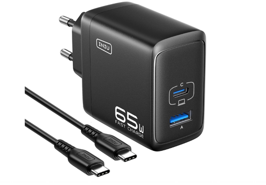 INIU Cargador I625 de 65 W con 2 puertos USB-C y USB-A