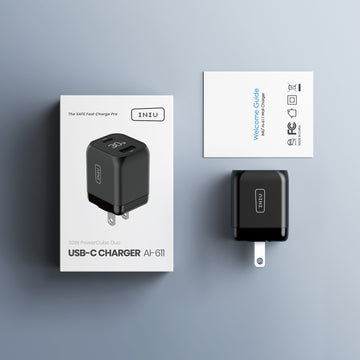  USB C Charger, INIU 30W PD QC 3.0 Dual Port Type C Charger Fast  Charging Block, USB C Wall Charger with Foldable Plug for iPhone 15 14 13  12 11 Pro