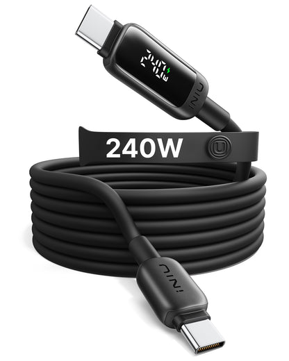 INIU C411 USB-C to USB-C Cable 240W with LED Display, 6.6ft / 2m