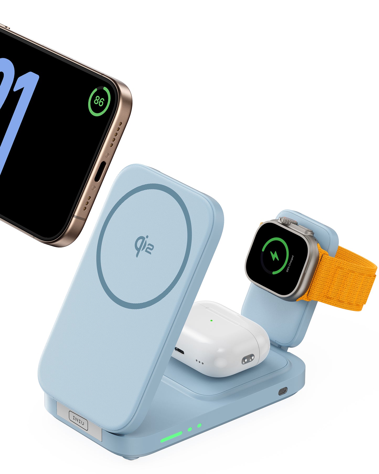 Chargeur sans fil magnétique pliable 3 en 1 INIU SnapGo W31-E1 Qi2 15 W