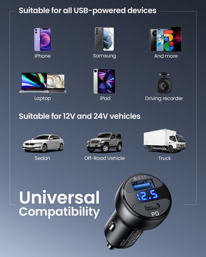 INIU I711 2-Port Ultra Fast Car Charger 66W