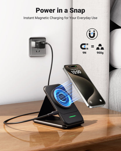 INIU SnapGo WI222 3-in-1 Kabelloses Ladepad und Ständer, 15 W, magnetisch, multifunktional