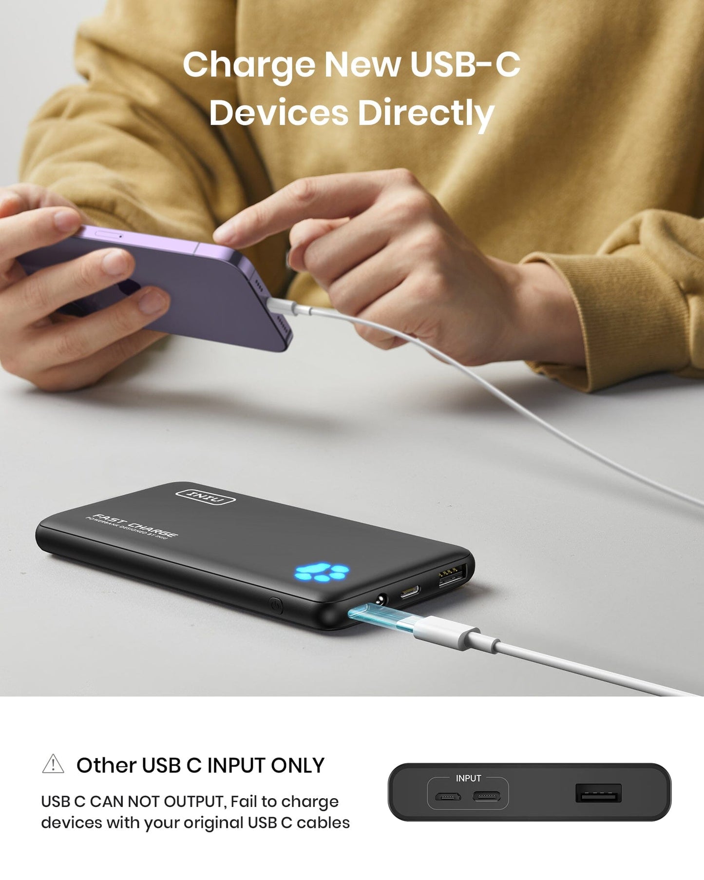INIU B3 Tragbares Ladegerät, 20W PD 3.0 Schlankste 10.000 mAh