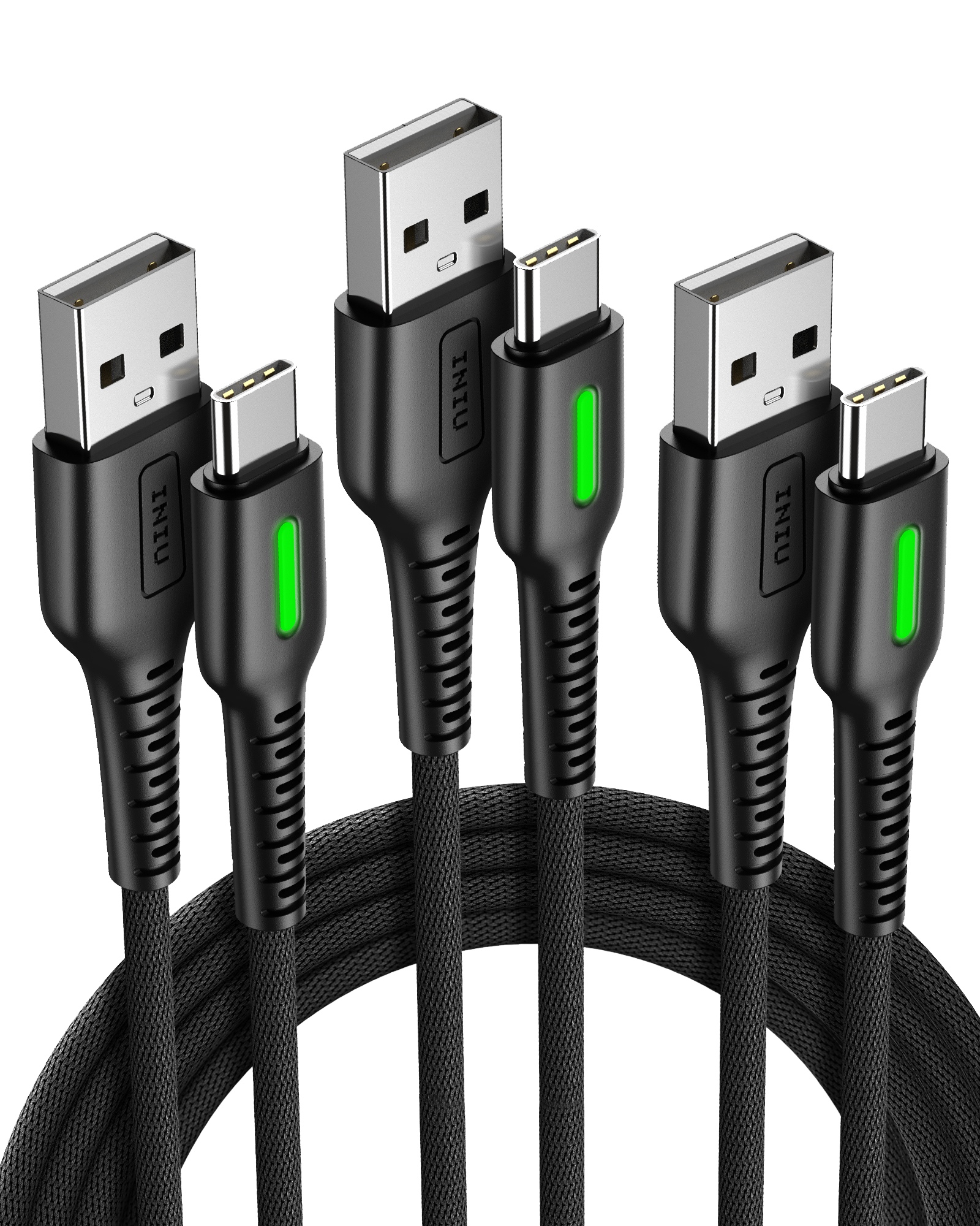 INIU D3C Anti-Rupture USB C Cable (6.6ft*2+1.6ft*1, 3-Pack)