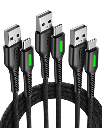 INIU D3C Anti-Rupture USB C Cable (6.6ft*2+1.6ft*1, 3-Pack)