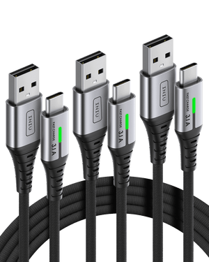 Black Friday: 3-pack INIU USB-C cables, 3.1A fast charge, braided black. Gifts for tech guys.
