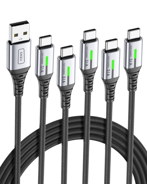 INIU D5C Nylon USB C Cable 5-Pack (1.6+3.3*2+6.6*2ft(0.5m+1m*2+2m*2))