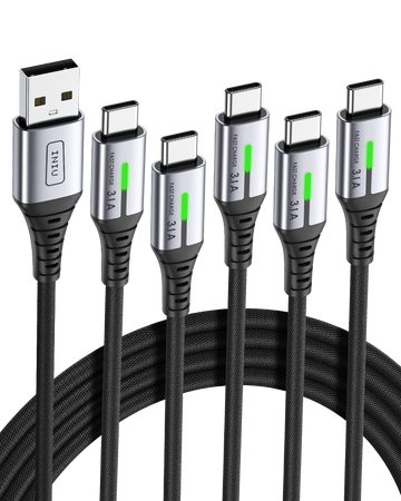 INIU D5CナイロンUSB Cケーブル5パック (1. 6.3*2 6.6 * 2ft(0.5m 1m * 2 2m * 2))