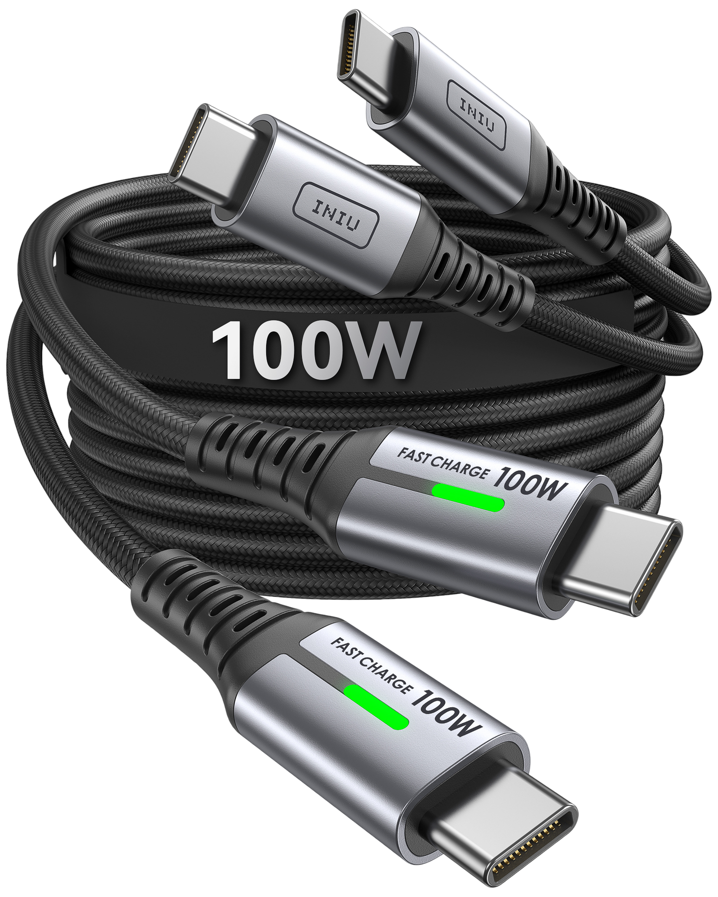 INIU D5CC 100W USB C 轉 C 線（6.6 英尺，2 條裝）