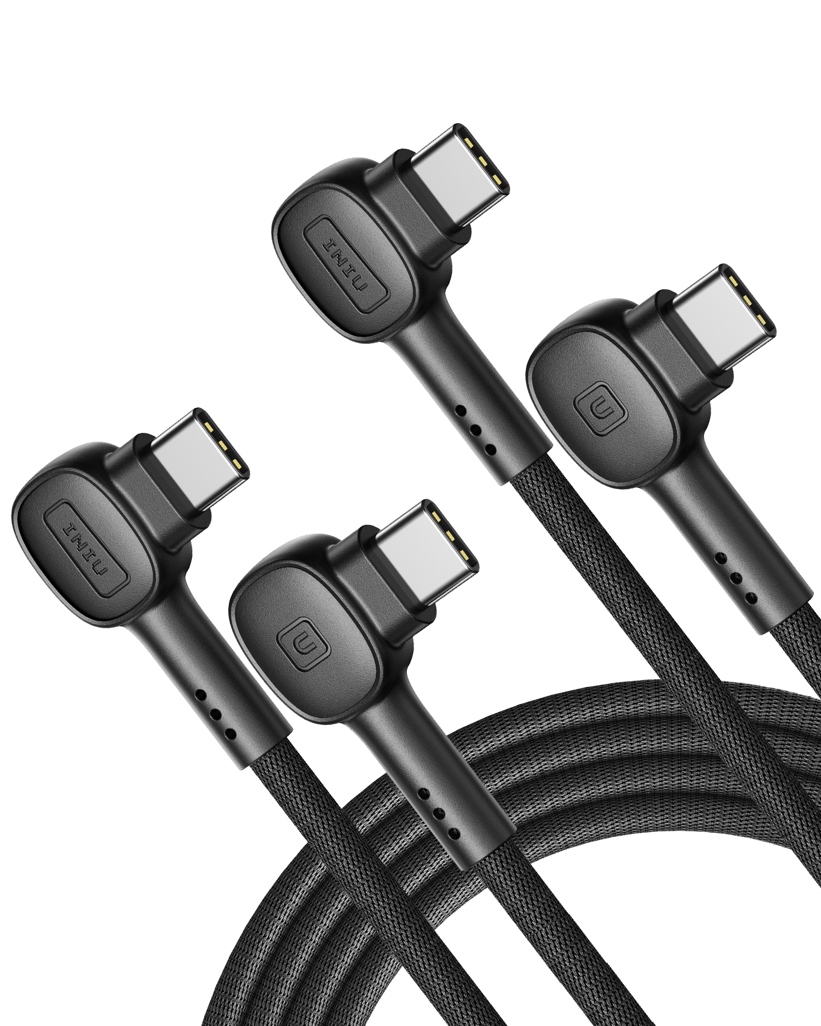 INIU D6CC 90¡ã Design USB C Cable 100W (6.6ft, 2-Pack)