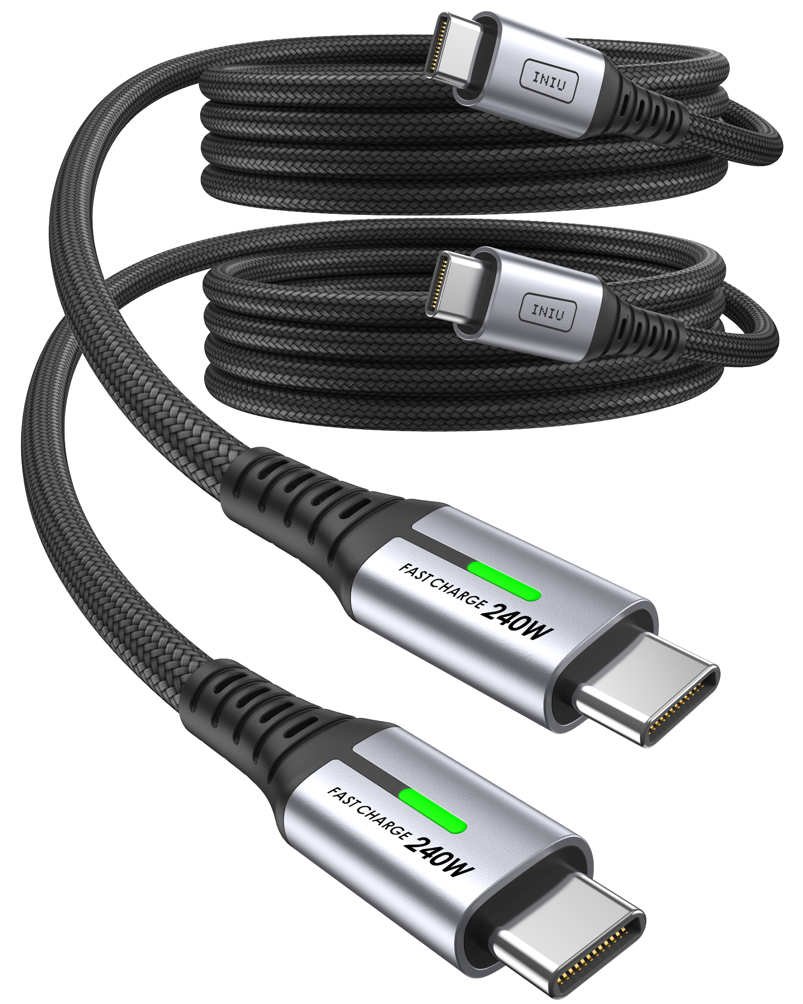 INIU D7CC USB C a C Cable 240W (6,6 pies, paquete de 2)