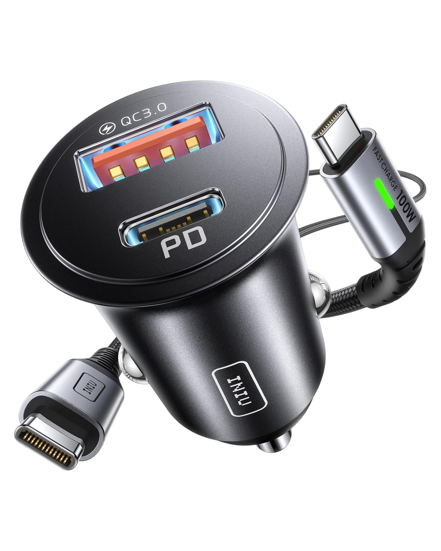 INIU 60W 2ポート車載充電器（100W USB-Cケーブル付属）