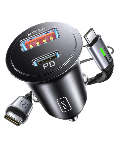 INIU 60W 2ポート車載充電器（100W USB-Cケーブル付属）