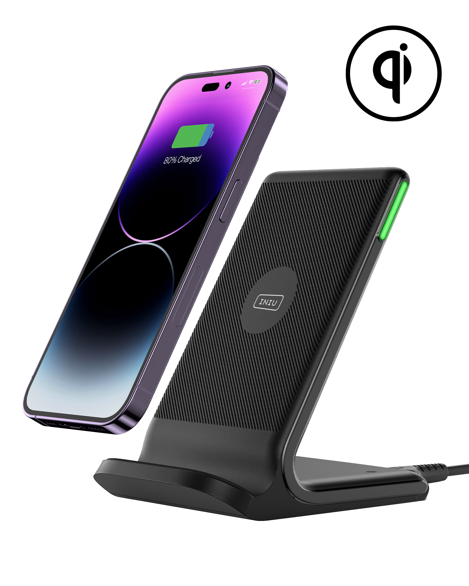 INIU I211 15W Qi-Certified Wireless Charger with Sleep-Friendly Adaptive Light