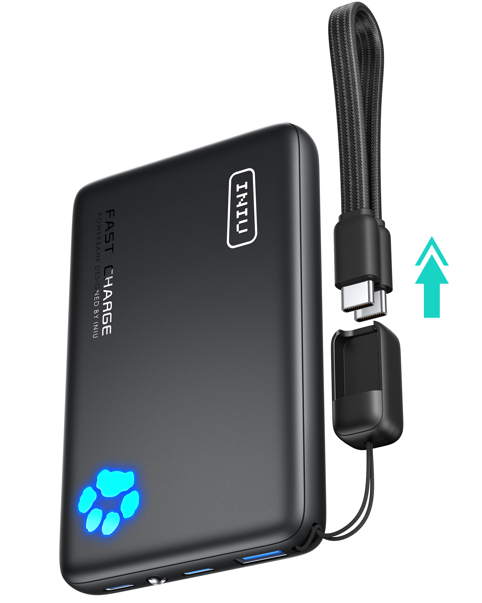 Banco de energía INIU Pawsible P41, carga rápida, 22,5 W, 10 000 mAh
